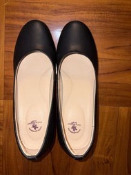 POLO & RACQUET CLUB 黑色皮高踭鞋37號