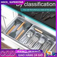 Khay chia thìa dĩa đũa lớn 6 ngăn nhựa dầy trong ngăn kéo tủ bếp