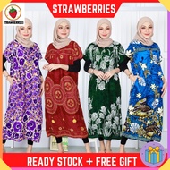 Women Short Sleeves Button Colorful Kaftan Sleeping Dress Pyjamas Free Size Baju Tidur/Baju Kaftan/Kelawar [D5051]