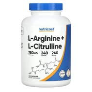 Ready Stock***Nutricost, L-Arginine + L-Citrulline, 120 Capsules | 240 Capsules