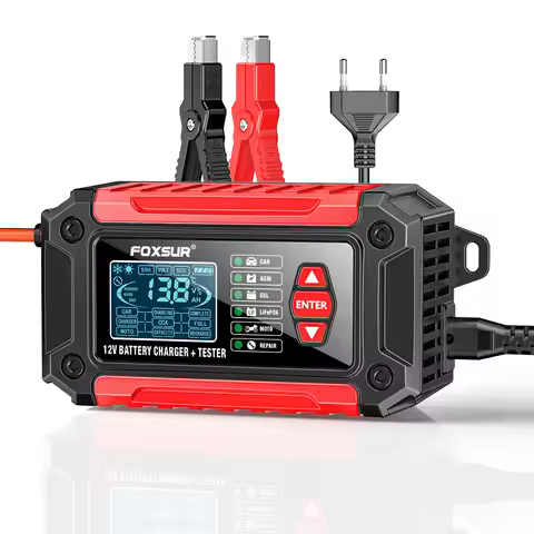 12V6A car motorcycle Battery charger+tester 2-in-1 8-second Fast Detection Lcd Digital Display