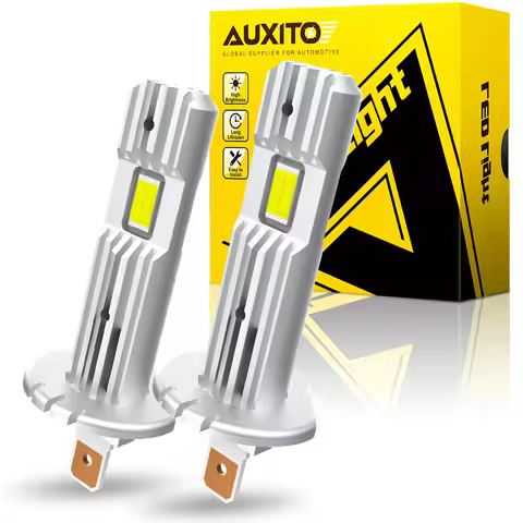 AUXITO 2Pcs H1 LED Bulbs Canbus Error Free 12000LM 60W 6500K White Super Bright 12V Fanless Mini Siz