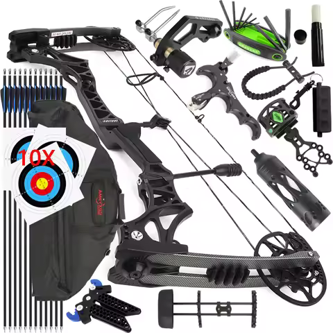 Junxing M128 Compound Bow 30-70lbs Adjustable 340fps Magnesium Alloy Riser Archery Hunting Bow 80% L