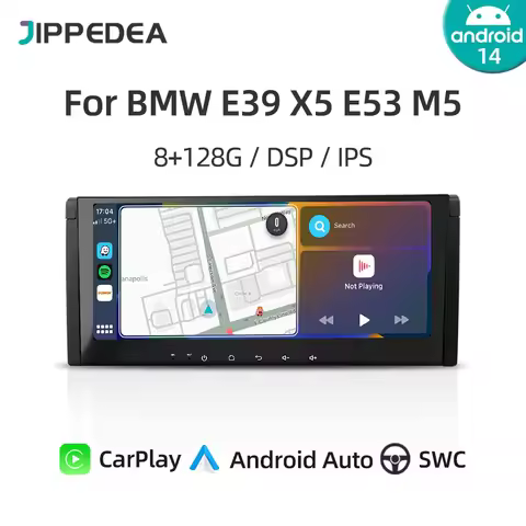 CarPlay Android 14.0 Car Radio For BMW E39 X5 E53 1996-2003 GPS Navigation 4G WiFi Bluetooth Stereo 