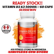 Suissewin Vitamin D3 + K2, 5000IU Vitamin D3 K2 5000IU/ 60 Capsules