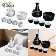 [Cuticate] Ceramic Sake Set,Cups with Warmer,Porcelain Pottery Creative Sake Bottle