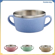 [LsxmzMY] Stainless Steel Kids Bowl  For Soup Rice Oatmeal Gruel Salad with 2 Handles