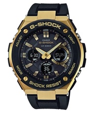 Casio G-Shock GST-S100G-1A Analog Digital Solar Resin Band Black Gold Sport Watch