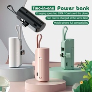 Tik Tok's Bestseller Mini Powerbank Small 5000mAh with Built in Cable Type C &amp; iPhone Cable Power Bank Fast Charging