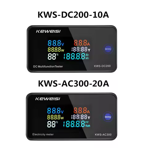 KWS-AC300 DC200 DC 0-200V Voltmeter Ammeter Power Energy Meter AC 50-300V Wattmeter Electricity Mete