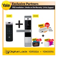 Yale YDR 50GA Gate Lock + YDM3109A Door Lock Bundle Digital Lock 【FREE BLUETOOTH】