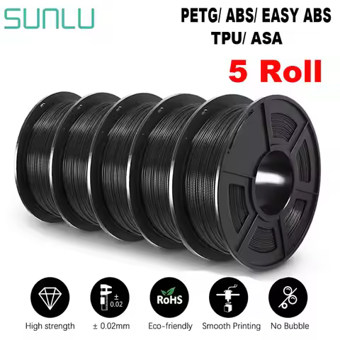 SUNLU 3D Filament PETG/EASY ABS/TPU/ASA Filamnet 1.75mm 5Roll 1KG（TPU 0.5KG/Roll） 3D Printer Filamen