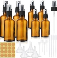 Pack of 8 Brown Glass Spray Bottles, Small, 50 ml, 30 ml Atomiser Spray Bottle with Funnel and Dropp