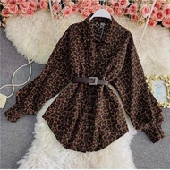 LEONA LEOPARD TUNIC FREE BELT WOLLPEACH LEOPARD WOMEN'S TOP