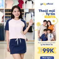 YODY women's set of skirt+t-shirt, youthful and dynamic, cool, absorbent cotton fabric WCST25S011