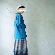 尋寶古著-美式英文字母印花亮藍色防撥水outdoor夾克外套