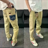 NB64GG EVISU 2025 Thin Style Embroidered Pocket Simple Trousers Men Women Loose Straight Casual Pant