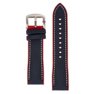 Stitched FKM Rubber Strap - Navy Blue/Red