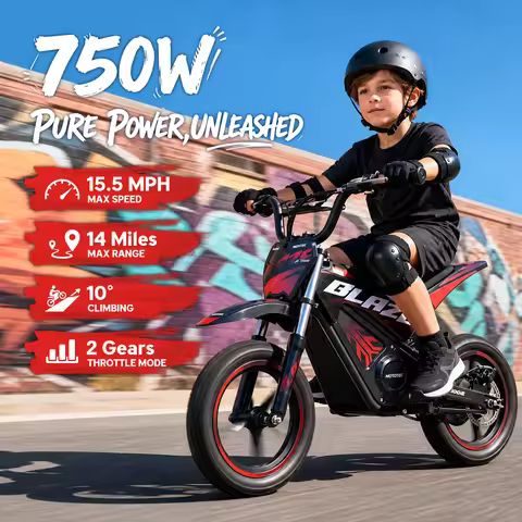 KOOZ HP01E Kids Electric Dirt Bike, 36V 750W Peak Power Motorcycle, For 4-8 Years , UL2272 & SGS Cer