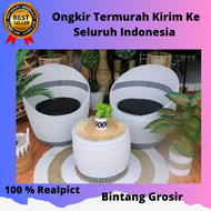 READY STOK Kursi Teras 1 Set Gentong Rotan Sintetis Kursi Tamu Minimalis Kursi Santai Murah