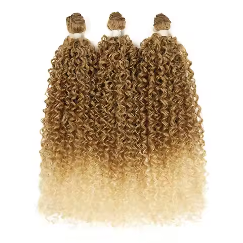 22inch-24inch 150g/3pcs Synthetic Kinky Curly Hair Bundles Black Blonde Hair Extension Heat Resistan