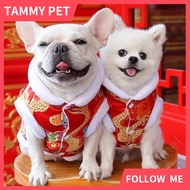 Chinese New Year Dog Costume Coat Outfit Winter Pet Clothes Tang Suit Yorkie Pomeranian Bichon Poodl