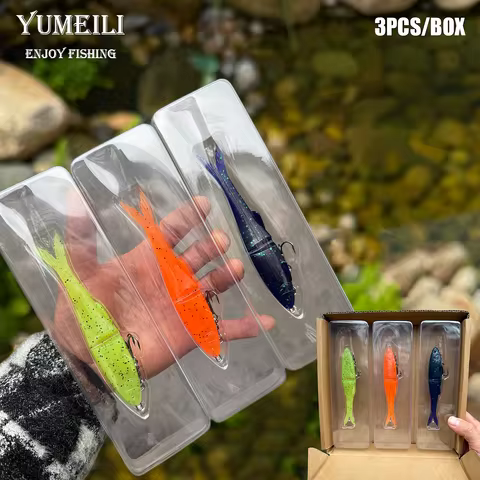 YUMEILI 3PCS Double-Section Fishing Lure, Featuring a Double-Segment Body and a Forked Tail
