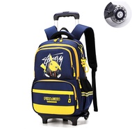 Pikachu Primary School Trolley School Bag Six-wheel Climbing Stairs 3-14 Years Old Boys 1-6 Grades B