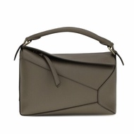 【LOEWE 羅威】Small Puzzle 小款 柔軟粒面小牛皮 拼圖包 幾何 拼接包 肩背包 Taupe 灰褐色