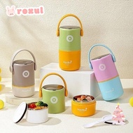 ROXUL Thermal Lunch Box, Stainless Steel Double Layer Insulated Box, Portable Sealed Leak-Proof 580m