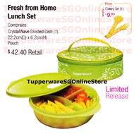 Tupperware Microwavable Microwave Safe Reheatable 900ml Divided Lunch Box Container Gift Bag Set with Free Cutlery Set