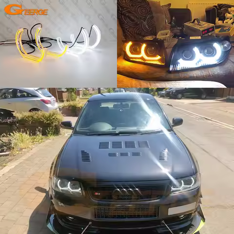 For Audi A3 8L 8P 2000 - 2007 Ultra Bright Day Light Turn Signal Crystal DTM M4 Style Led Angel Eyes