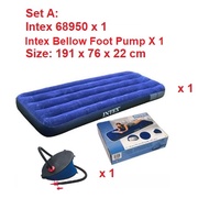 Intex Inflatable Single Air Bed Mattress (191 x 76 x 22 cm) + Intex Bellow Foot Pump Air Bed Air Mat