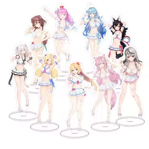 Swimsuit Party Time Hololive Vtuber Anime Figures Cosplay Acrylic Stands 15cm Model Mococo Kobo Ayam