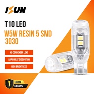 ISUN LED Lamp T10 Projector W5W Resin 5 SMD 3030 City Light DC12V/1W