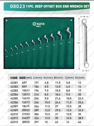 SATA 11pc. Deep Offset Box End Wrench Set 6-32MM Offset Box End Spanner Spana Sata Tools Sata Polish