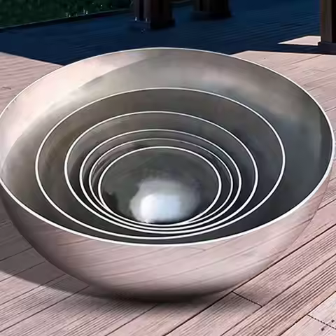 6Pcs Stainless Steel Hollow Garden Gazing Hemisphere Balls Polished Mirror Surface Reflective Sphere