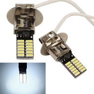 🔥🔥【COD+IN STOCK】2Pcs H3 6500K 24-SMD 4014ร้อนอัตโนมัติคุณภาพสูงรถไฟตัดหมอกหลอดไฟหน้าไฟตัดหมอก LED สีขาว
