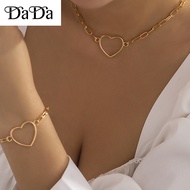 (2 sets) pure hikaw Choker 18k Saudi gold necklace aesthetic pawnable women's geometric cross chain love bracelet pendant set wedding jewelry girlfriend's birthday gift South free Sea white pearls earrings