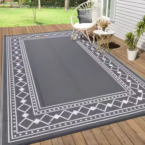 Outdoor Rug 8x10 Plastic Straw Rug Waterproof Patio Rug,Reversible Rug,Foldable Lightweight Outdoor