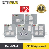 [SIRIM] UMS 15A / 1Gang / 2Gang / 3Gang / 4Gang 1Way 13A Metal Clab Switch Socket Outlet