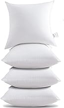 HITO 20x20 Pillow Inserts (Set of 4, White)- 100% Cotton Covering Soft Filling Polyester Throw Pillows for Couch Bed Sofa