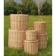 Bakul Rotan Bertudung Cantik Serbaguna Handmade % (rattan basket)/laundry basket/laundry rattan bask