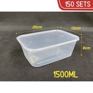 Rectangular Plastic Food Container With Lid 1500ml / Bekas Makanan Plastik Microwave A1500 (150 SETS