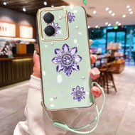 Casing hp For VIVO Y36 4G Y36 5G Y27 5G Y27s Y77T Y35 4G Y35 5G Y16 Y56 5G Case Casing HP Flower Gem