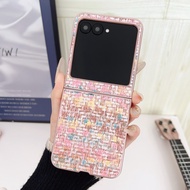 For Motorola Razr 50 Razr 50 Ultra Case Colorful Woven PC Leather Hard Flip Phone Cover Casing For M