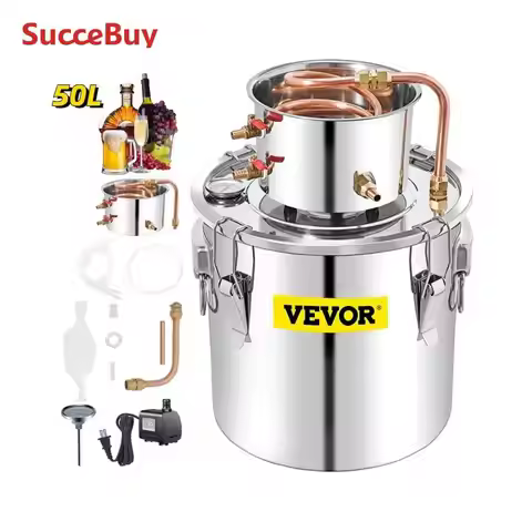 SucceBuy 50L Moonshine Still Alcohol Distiller w/ Water Pump Stainless Copper Home Brew Ethanol Wine
