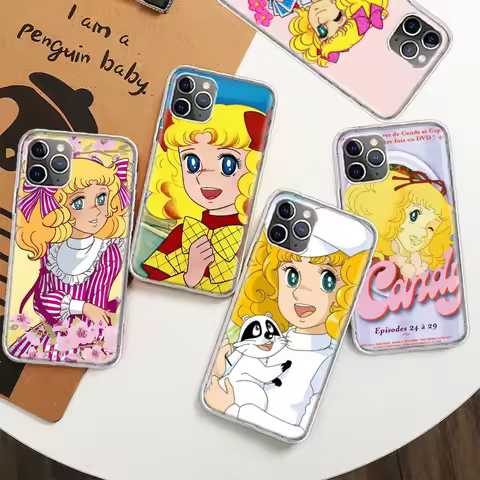Candy Candy 90s Anime Phone Case for Apple iPhone 16E 12 13 Mini 14 Plus 15 Pro 16 Pro Max 11 Clear 