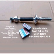 Ninja axle boshing bosing outer inner axle 15 bearing klaker 6301 asb pnp velg rcb brt chemco rossi 