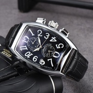 Franck Muller New Product Two-Eye Square Box Two-Eye Dial Quartz Movement Commercial Watch with Leather Strap